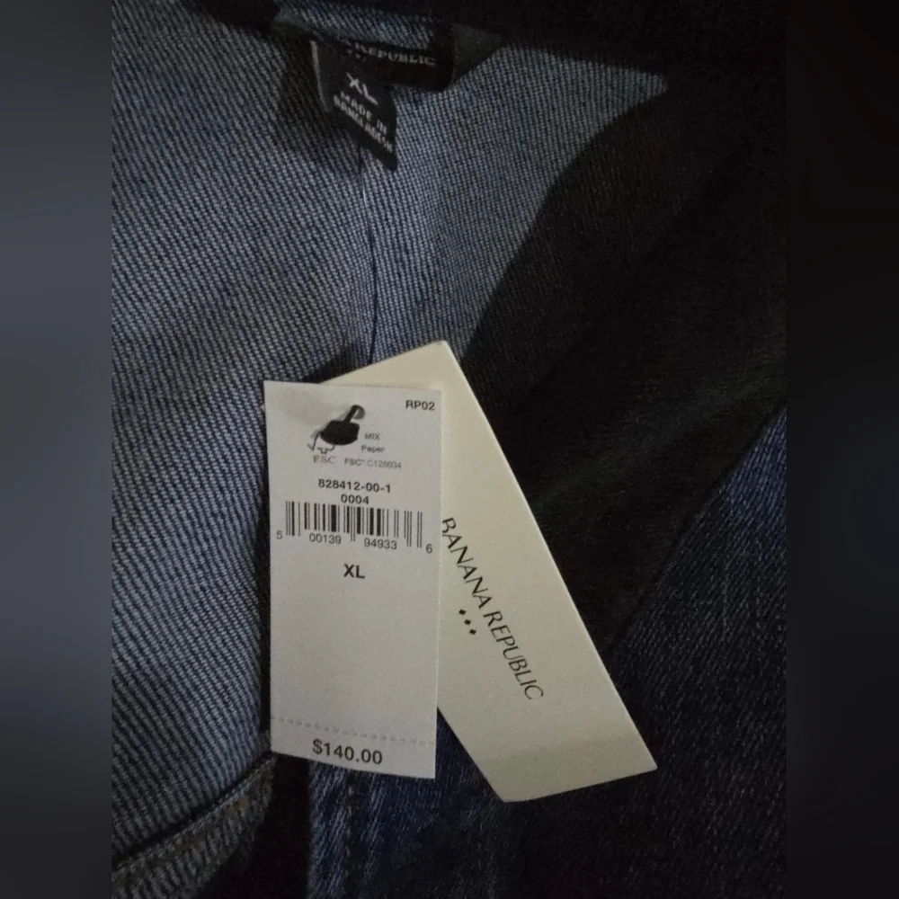 Banana Republic Blue Denim Jacket Black Corduroy Collar XL Men's Trucker